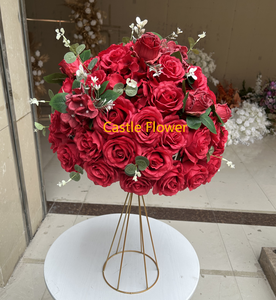 <span class=keywords><strong>M</strong></span>-FB06 Handgemaakte Bruiloft Bloemstuk Kunstmatige Rode Witte Roos Bruiloft Tafel Middelpunt Bloem Bal - Product Image 6