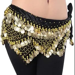 Festival Costume Hip Scarf Belly Dancing Hip Scarf Gold Coins Velvet Indian Belly Dance Skirts Oriental Bellydance Wrap Skirt