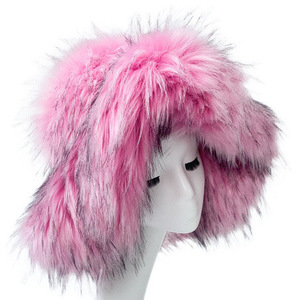 Sombrero de Ala Ancha para Mujer, Estilo Otoño-Invierno, Grueso y Cálido, Imitación de Piel de Mapache, a la Moda, con Personalidad, Estilo Chica Atrevida - Product Image 4