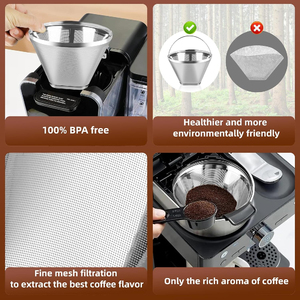 Cuisinart Maker Coffee Bar Brewer Compatible Cone Shape Réutilisable <span class=keywords><strong>Filtre</strong></span> à café en acier inoxydable <span class=keywords><strong>Filtre</strong></span> à tasse <span class=keywords><strong>permanent</strong></span> - Product Image 4