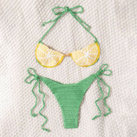 Huili Badmode Fabrikant Oem Hoge Kwaliteit Vrouwen Kleur Geblokkeerd Tweedelige Strandkleding Badpak Custom Gehaakte Bikini Set