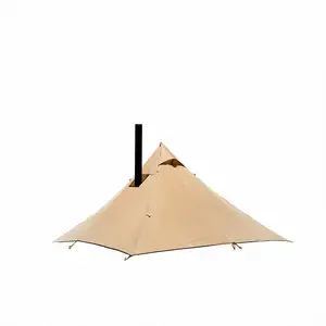 Tenda Kemah Quadrangular, kemah Ultra ringan, tenda piramida kompor kayu bakar, tenda keluarga isolasi termal