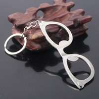 Porte-clés de bouteille de bière en forme de lunettes Porte-clés en métal créatif pour femmes et hommes Porte-clés de voiture Bijoux Outils de bar Accessoires