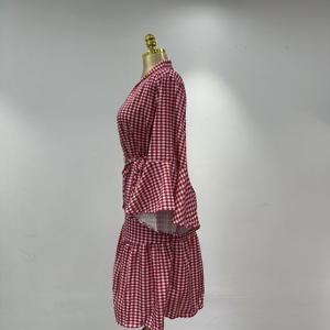 Robe pour <span class=keywords><strong>femme</strong></span> à col en V et manches évasées, respirante, en polyester brodé, pour les saisons printemps, hiver, automne - Product Image 5