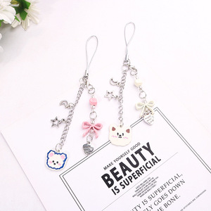 INS mignon dessin animé Animal alliage téléphone porte-clés étui pour écouteurs pendentif sac décoration polyvalent Girly coeur - Product Image 3