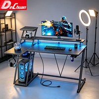 Escritorio Gamer Inteligente RGB de Fábrica Foshan con Regleta de Alimentación Integrada y Estantes de Almacenamiento Reversibles
