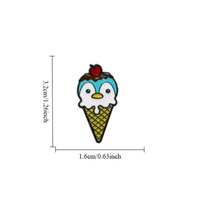 Broche en alliage de zinc émaillé motif pingouin mignon et crème glacée, épinglette motif cône de gaufre cerise de dessin animé, bijou décoratif pour sac à dos et vêtements, cadeau