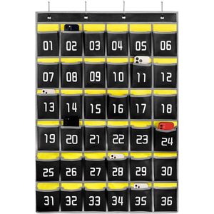 Classroom Cell <b>Phone</b> Organizer 36 Pockets Black <b>Wall</b> Door Hanging Storage Pocket Chart For Neatening And Organization - Product Image 1