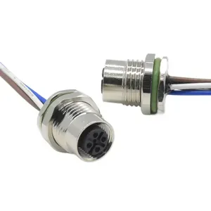 ขั้วต่อกันน้ำ 5 ขา แบบวงกลม รหัส A ติดตั้งด้านหน้า แบบ PG9 ขั้วต่อสายไฟแบบตัวเมีย ขั้วต่อสายเคเบิล M12 แบบติดตั้งบนแผง ขั้วต่อ M12 - Product Image 2