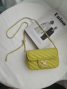 New Fashion Women's Messenger <b>Bag</b> PU Material Waterproof Strapless Button Cover Quilted Chain High-End Niche <b>20L</b> Capacity All - Product Image 4