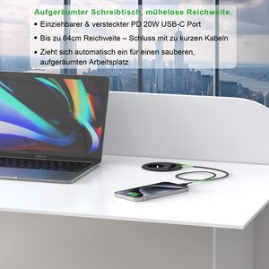 Enchufe Empotrado Estándar Europeo para Muebles, Retráctil, con Cable USB-C PD de 20W y Puertos USB, Toma de Corriente Redonda para Escritorio - Product Image 2