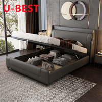 Muebles de Dormitorio Modernos, Estructura de Cama King Size de Cuero, Juego de Recámara Matrimonial, Cama Box Individual, Queen y Casal