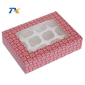 Wholesale Custom 12 Mini Cup Cake Box Muffin Cupcake Package Cardboard Cake Boxes with Window