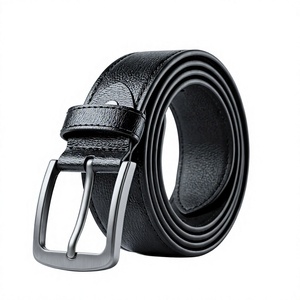 Men's <b>Cow</b> Hide Leather Belt with Alloy Buckle Solid Pattern Custom Logo Formal & Casual Style High Quality 3.4cm Width - Product Image 1