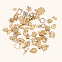 Accessoires en acier inoxydable Plaqué or Animal plante Coeur Forme géométrique émail pendentif à breloque Diy colliers bracelet matériel
