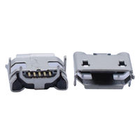 Conector Micro USB Hembra Tipo B de 5 Pines, Receptáculo de Montaje Superficial SMD, Carcasa de Níquel Chapada en Oro, 4 Pestañas de Montaje para Cable de Carga
