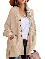 Pull cardigan personnalisé OEM/ODM pour femme, col en V, tricot décontracté, pull de Noël surdimensionné, robe tricotée