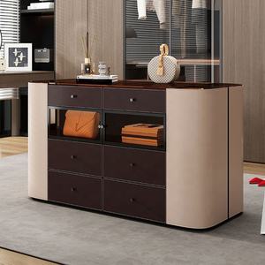 ตู้ลิ้นชักแบบวอล์กอินตู้เสื้อผ้าแบบออกแบบได้ตามต้องการพื้นผิวโต๊ะกระจกบอร์ดเมลามีนหนังพร้อมชั้นเปิดตู้ - Product Image 1