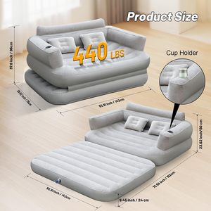 Queen Size Air Sofa Bed Mattress with Headboard and Pump, Blow up <b>Couch</b> <b>Inflatable</b> Bed for Home Living Room - Product Image 6