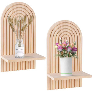 Oval Wooden Wall Mounted <b>Shelf</b> 1 Tier Storage <b>Rack</b> For Home Decor Bedroom Vase Organizer - Product Image 2