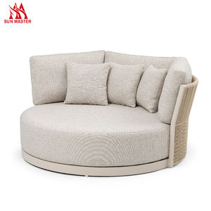 <strong>Outdoor</strong> Sun Lounger Rope Woven Round <strong>Daybed</strong> <strong>With</strong> <strong>Canopy</strong> Patio Furniture Beach Hotel Sunbed Round Day Bed - Product Image 2