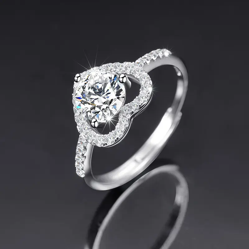 Wholesale Diamond Engagement Ring Jewelry Moissanite Crushed Iced Out Silver Wedding Ring Free Size