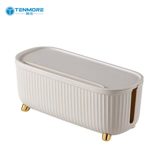 Cable Management Box with Lid & Golden Legs Cord Organizer for Power Strips Wires Desktop Storage Box
