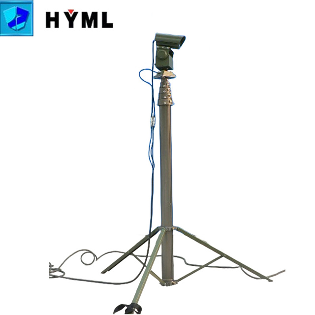 Portable Military Surveillance Tripod with Aluminum Alloy Lightweight Pole 3M-12M Height Hard Anodized Coating for Outdoor Use