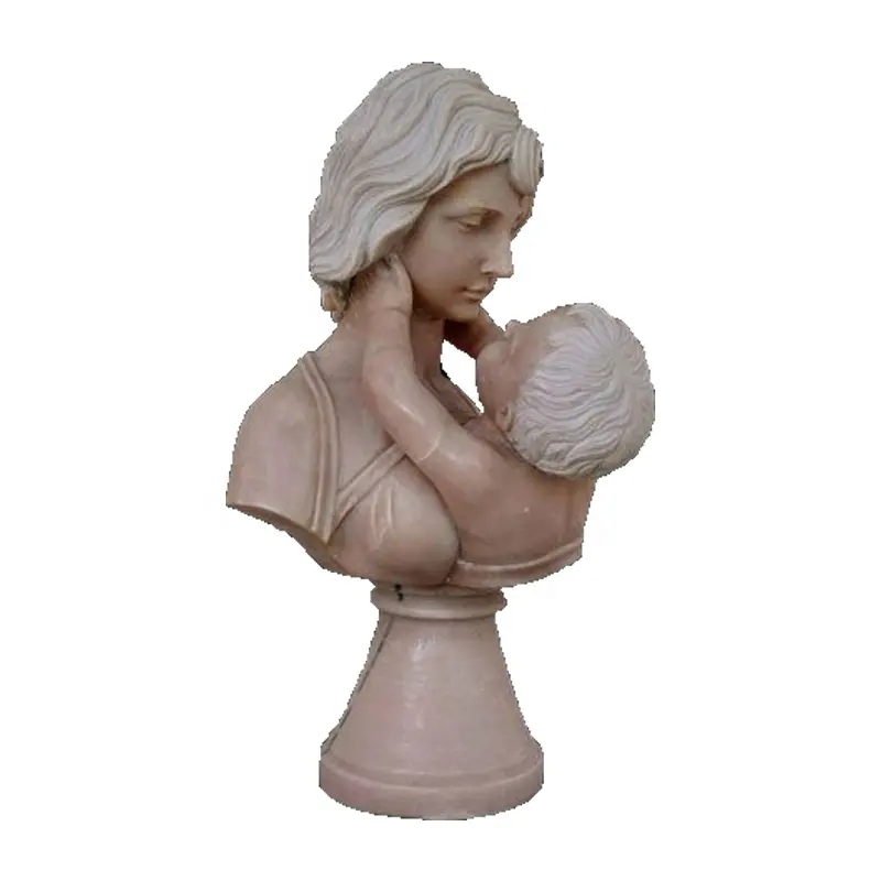 Decorazioni per la casa Grecian a grandezza naturale classico intagliato eccellente pietra di marmo greco che intaglia statue di busto di madre e bambino in pietra naturale