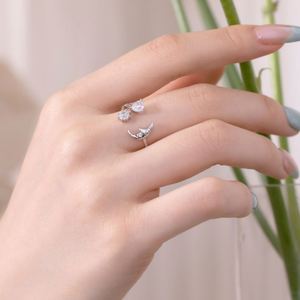 Dylam Trendy Design Fashion Crescent Moon Star Dainty Women 925 Sterling Silver Rhodium 18K Gold Plated Open <b>Adjustable</b> <b>Rings</b> - Product Image 6