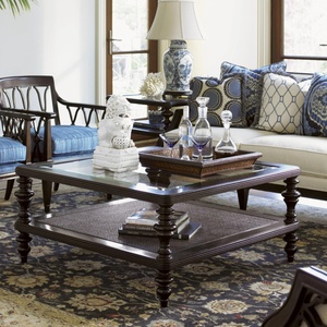 Table basse de salon moderne de luxe en bois foncé avec étagère en osier tressé, structure en bouleau, plateau en verre, durable, pour appartement - Product Image 4