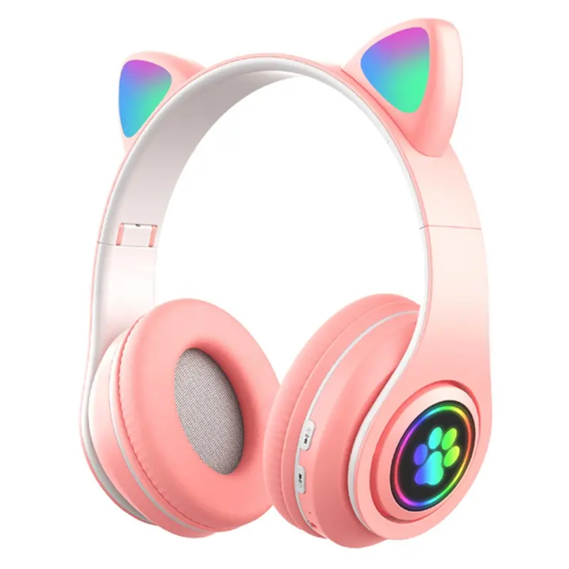 New B39 Audifonos Cat Claw Headset Stereo Wireless Earphone Cute Pink Cat Ear Headphone For Kid