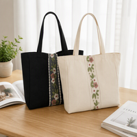 Sacs de shopping personnalisés en toile de coton avec logo imprimé, motif de lettres, respectueux de l'environnement, avec bandoulière personnalisée