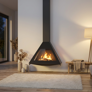 Cheminée suspendue moderne à flamme réelle, verre transparent, chauffage de villa, poêle à <span class=keywords><strong>bois</strong></span> autoportant, <span class=keywords><strong>insert</strong></span> en plaque d'acier - Product Image 4