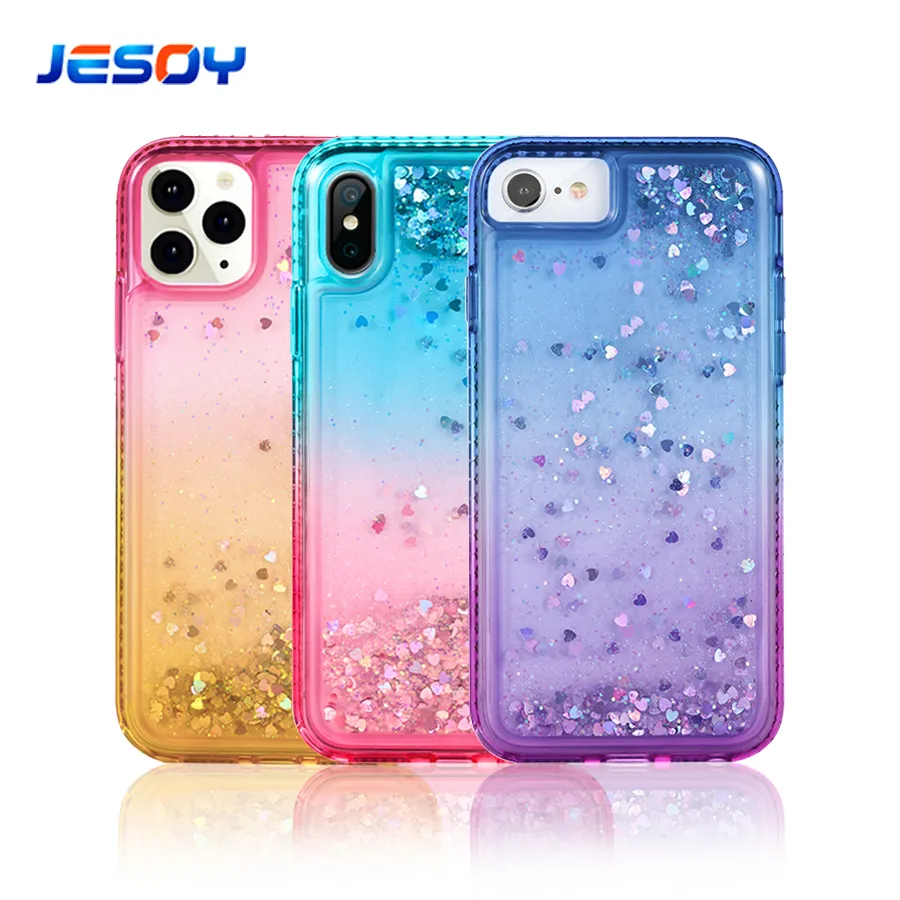 Custom Designer For Iphone 11 Case For Samsung Galaxy S10 Pink Shockproof Quicksand Liquid Diamond Bling Glitter I Phone Cases