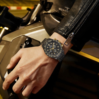 Montre chronographe pour homme Bonest Gatti en fibre de carbone, automatique, mécanique, avec tachymètre, lunette en saphir, étanche, luminescente BG9012