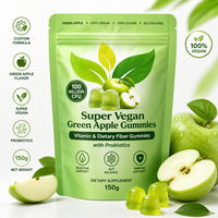 Gummies de vitamines et de fibres fonctionnelles formules personnalisées, super véganes, saveur pomme verte avec probiotiques 150g