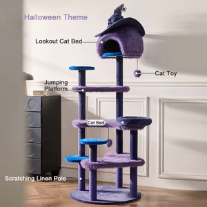 Nuovi Arrivi: Struttura per Arrampicata per Gatti Stile Halloween 'Troublemaker Magic Meow Witch', Salvaspazio per Interni, per Piccoli Appartamenti - Product Image 2