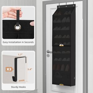 Organisateur de chaussures à suspendre sur la porte, 10 poches, rangement anti-poussière pour chaussures derrière les portes ou sur les murs, polyester noir - Product Image 3