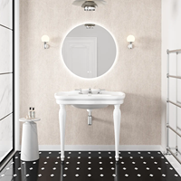 Lavabo console en porcelaine de qualité supérieure pour salle de bain, 40 pouces, avec pieds en bois massif, finition blanc brillant