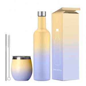 Gourde isotherme en acier inoxydable avec 3 couvercles, bouteille d'eau sport - Product Image 3