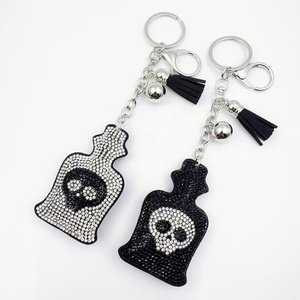 New Sparkling Crystal Rhinestones Halloween Perfume Bottle Keychain With Tassel Girls Gift Car <b>Keys</b> <b>Holder</b> Bags Charms - Product Image 1
