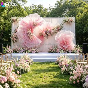 Bunga Organza Raksasa Pink Kustom LEDA, Alas Bunga Tulle Besar untuk Dekorasi Panggung Acara Pernikahan, Ulang Tahun, dan Latar Belakang - Product Image 1