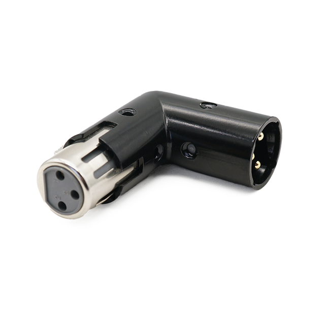 Black Audio Video 3-Pin XLR Female Connector Right Angle Adjustable Adaptor from MALE to FEMALE XLR