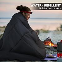 Couverture de camping gonflée portable avec capuche et boutons pression Couverture de voyage légère et imperméable convertie en oreiller pour la randonnée
