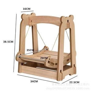 Hamac pour chat, balançoire pour chat, lit pour chat en bois massif, panier suspendu, lit suspendu en corde de chanvre toutes saisons, lit pour chien, lit à bascule pour animaux de compagnie - Product Image 4