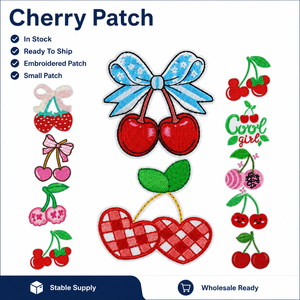 Lot de patchs brodés cerises à thermocoller ou à coudre, appliques mignonnes en forme de fruits pour vêtements, vestes, sacs, décoration DIY - Product Image 1