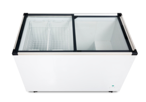 510L <b>Large</b> Commercial Glass Door R290 Gelato Chest Freezer Mechanical Temp Control Manual Defrost Coated Steel Wire Basket - Product Image 2