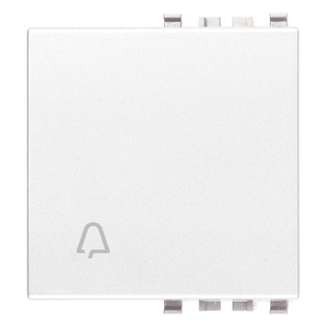 White Push <b>Button</b> Switch With Bell Symbol 4.46x4.9x2.29mm For Doorbell Applications - Product Image 1
