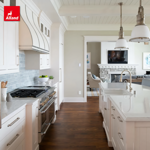 Armoires de cuisine Alland Classic American Style en MDF laqué blanc avec un capot de protection décoratif à bords métalliques - Product Image 2